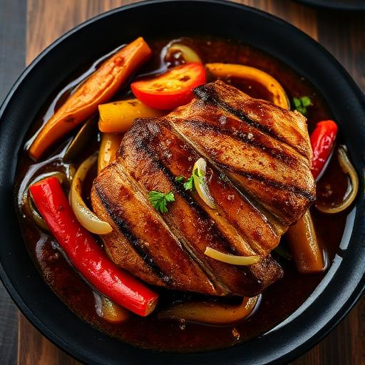 Brown Stewed King Fish Steak